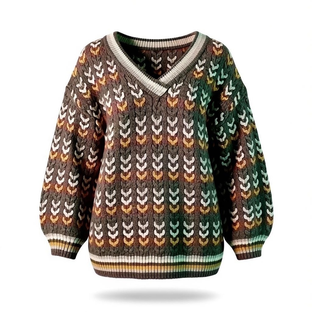 Listicle Knitted V-neck long sleeve Sweater - Picture 2 of 12
